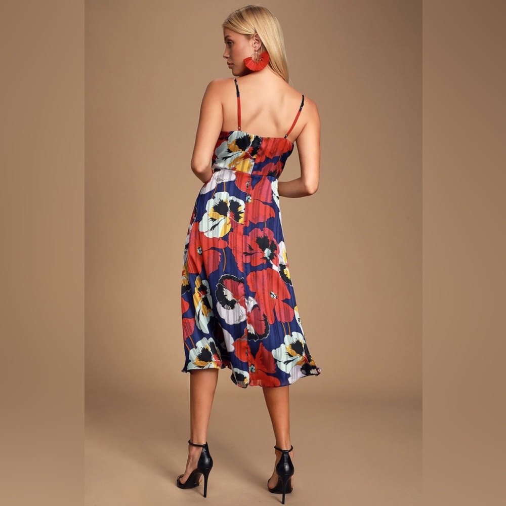 🔆 Lulu's Blue and Red Sleeveless Maxi Dress Wrap Style, Size XS NWT - Picture 2 of 2